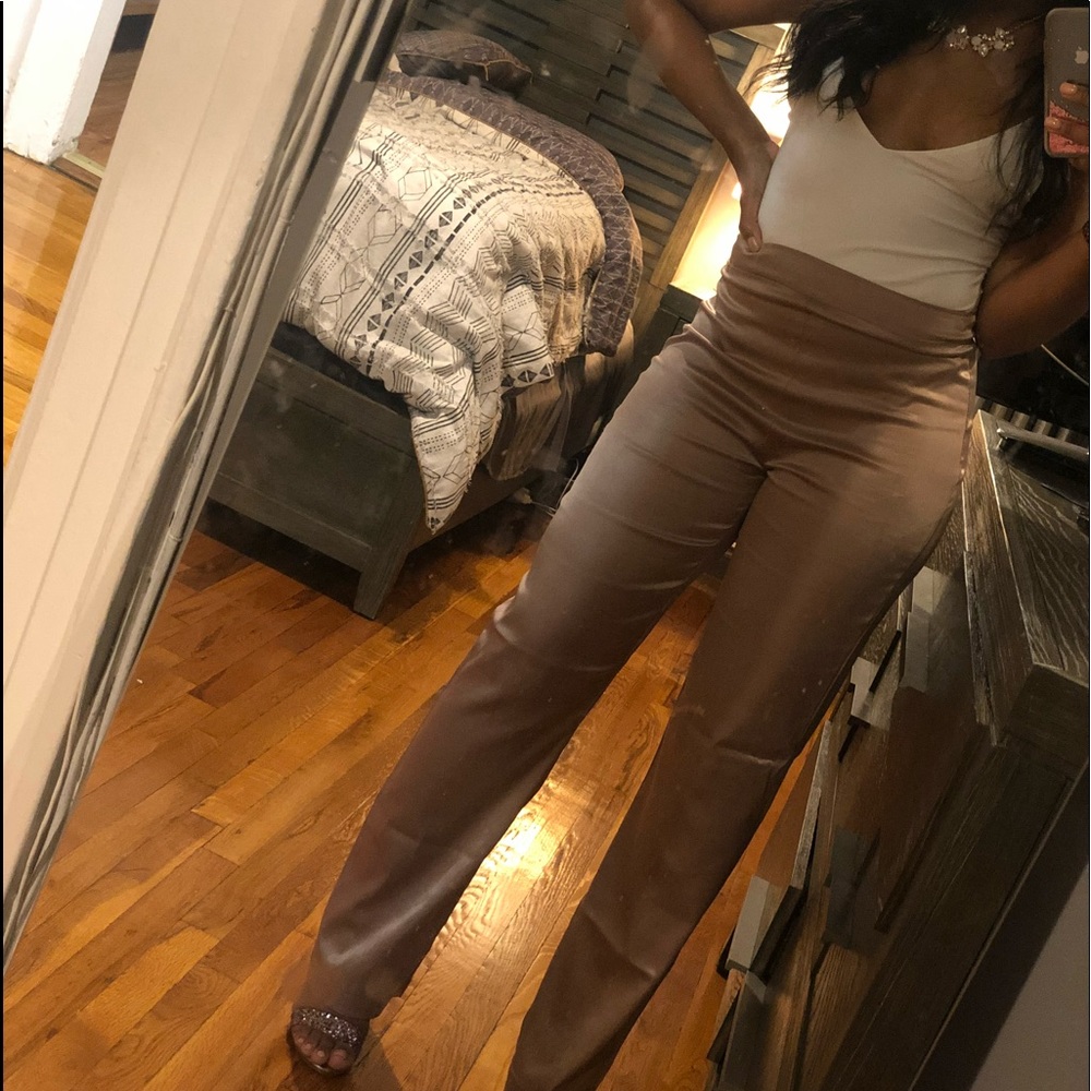 Rose Satin High Waisted Pants